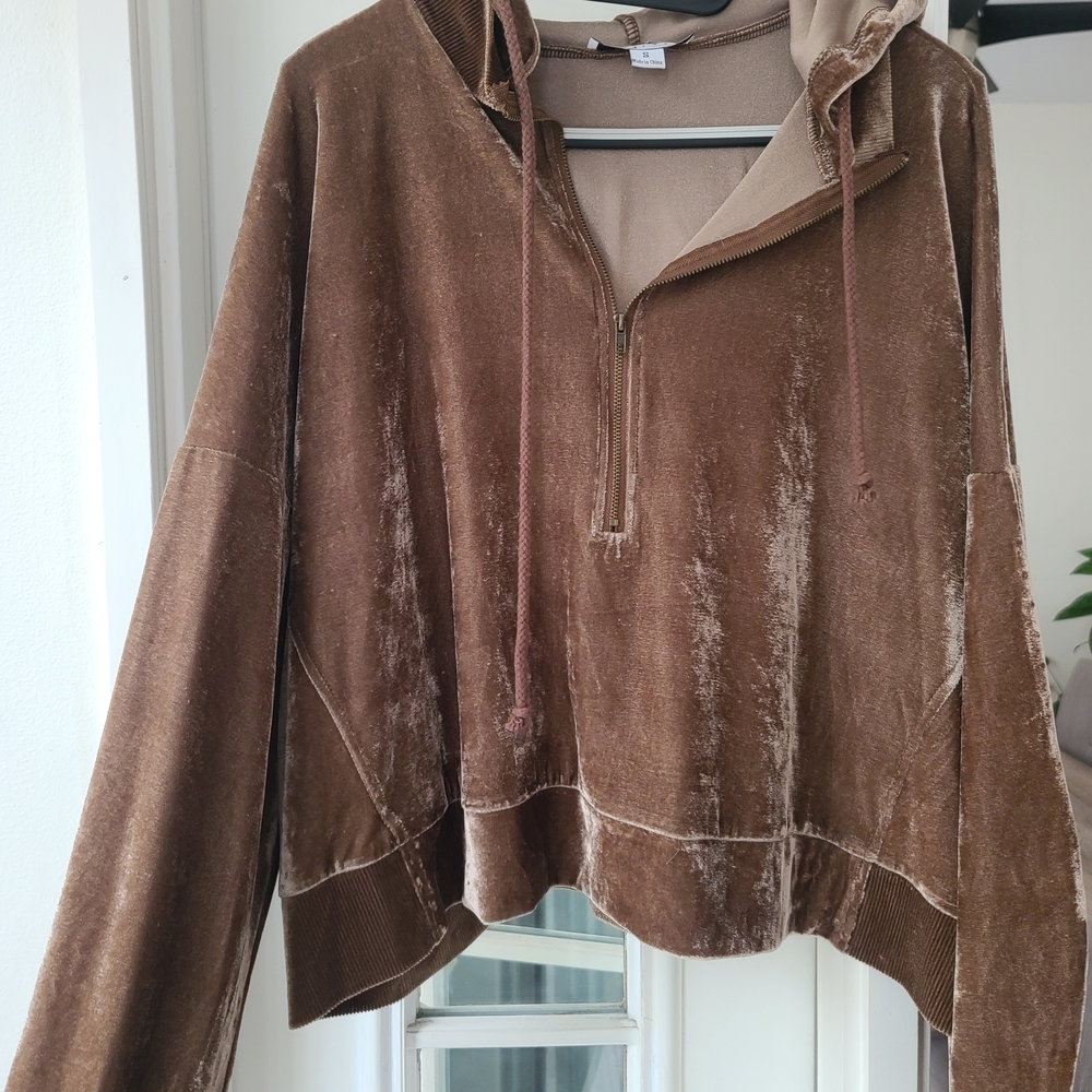 FAVLUX Brown Velvet Hoodie Jacket